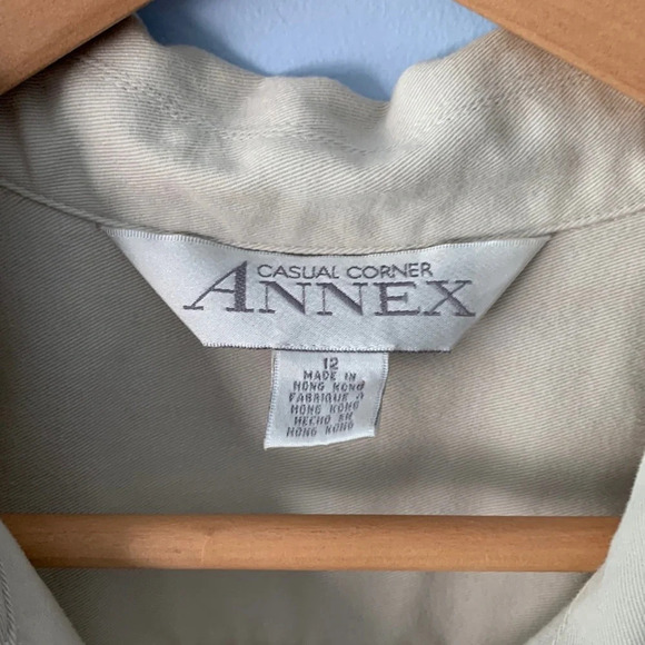 Casual corner annex button down sleeveless khaki dress Y2K size 12 long vest - Picture 3 of 8